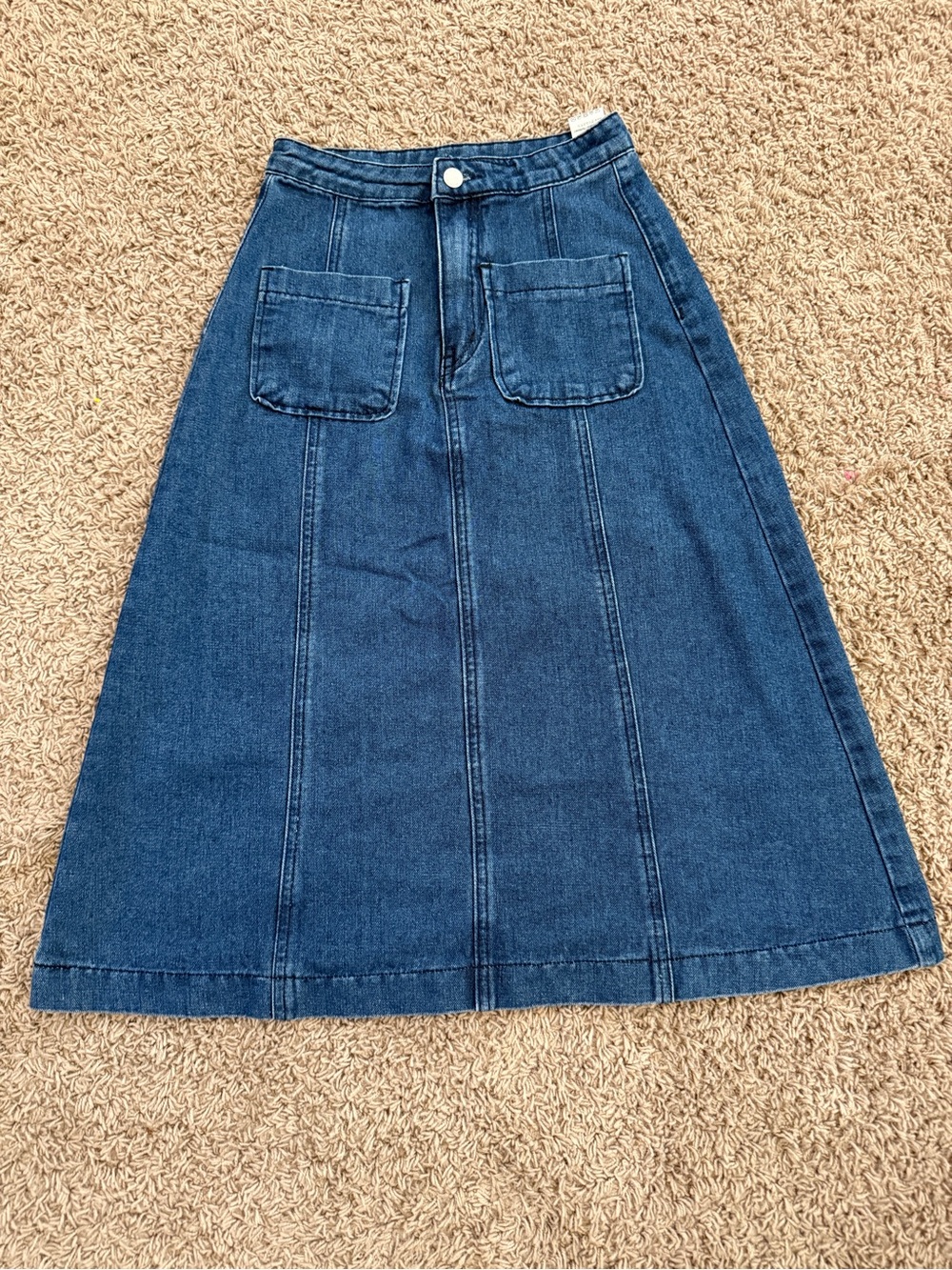 Classic Dark Blue Denim A-Line Skirt